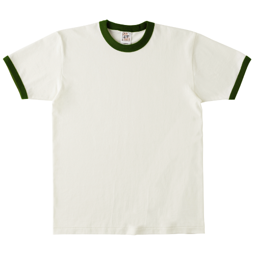 リンガーTシャツ ナチュラル×グリーン