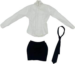 LOL-FUN 3x 1/6 女性シャツ、短いスカートネクタイ、ミニチュア服コスチューム、12インチフィギュア用手作り人形服アクセサリー