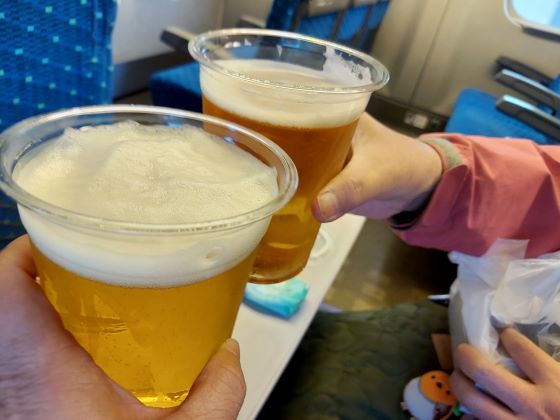 新幹線でのビール