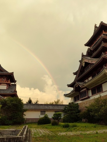 桃山城と虹2308