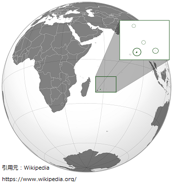 地球のイラストでモーリシャス共和国の位置を示している