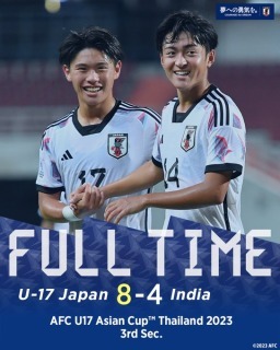 Japan Under 17 defeat India Under 17 with a scoreline of 8-4
