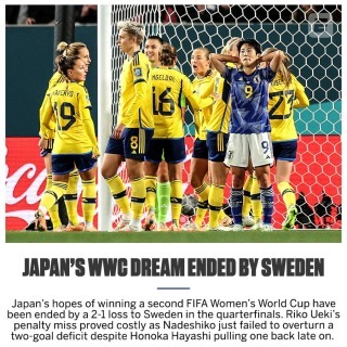 Japan 1-2 Sweden 2023 FIFA Womens World Cup - Quarter-Finals 2023