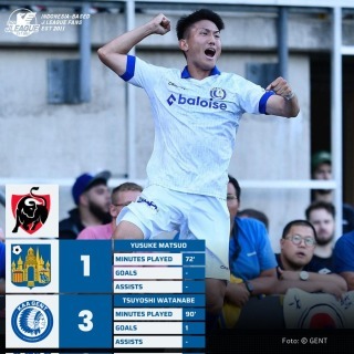 KAA Gent defender Tsuyoshi Watanabe scored one goal with a header Gent won 3-1 at home to Westerlo