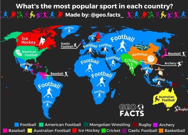 What’s the most popular sport in each country 2024 large