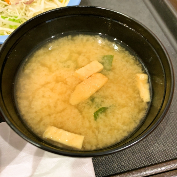 松屋＠上野（ネギたま牛めしランチセット）_味噌汁